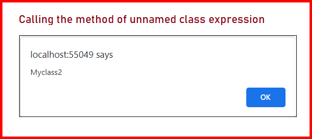 Picture showing the output of class expression in JavaScript